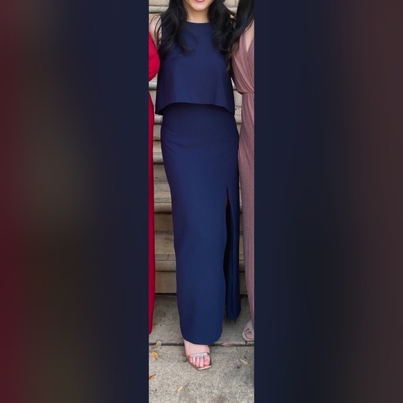 Black Halo Kacie 2 Piece Maxi Dress - Size 2 - “Pacific Blue” aka Navy Blue - Picture 6 of 6